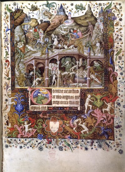 Legge til. 29433, f.89 Scene in Hell, illustrasjon fra en 'Time Book', ca. 1407 (blekk og farge på vellum) av Master of the Brussels Initials
