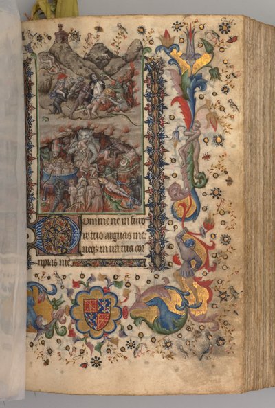 Timer for Karl den adelige, konge av Navarra 1361-1425: fol. 101r, tekst, ca. 1405. av Master of the Brussels Initials and Associates