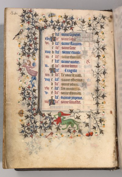 Timer for Karl den adelige, konge av Navarra 1361-1425: fol. 12v, desember, ca. 1405. av Master of the Brussels Initials and Associates