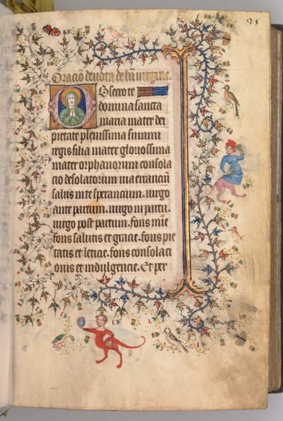 Timer for Karl den adelige, konge av Navarra 1361-1425: fol. 13r, tekst, ca. 1405. av Master of the Brussels Initials and Associates