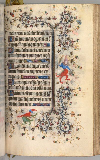 Timer for Karl den adelige, konge av Navarra 1361-1425: fol. 181r, tekst, ca. 1405. av Master of the Brussels Initials and Associates