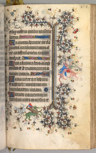 Timer for Karl den adelige, konge av Navarra 1361-1425: fol. 182r, tekst, ca. 1405. av Master of the Brussels Initials and Associates