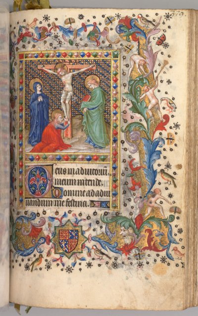 Timer for Karl den adelige, konge av Navarra 1361-1425: fol. 185r, Korsfestelse, ca. 1405. av Master of the Brussels Initials and Associates