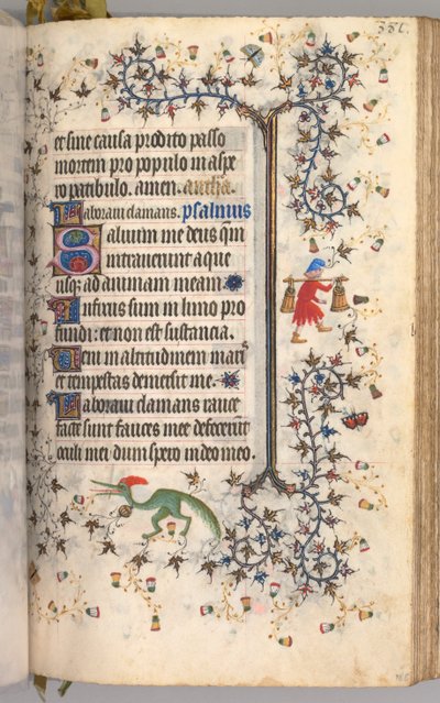 Timer for Karl den adelige, konge av Navarra 1361-1425: fol. 186r, tekst, ca. 1405. av Master of the Brussels Initials and Associates