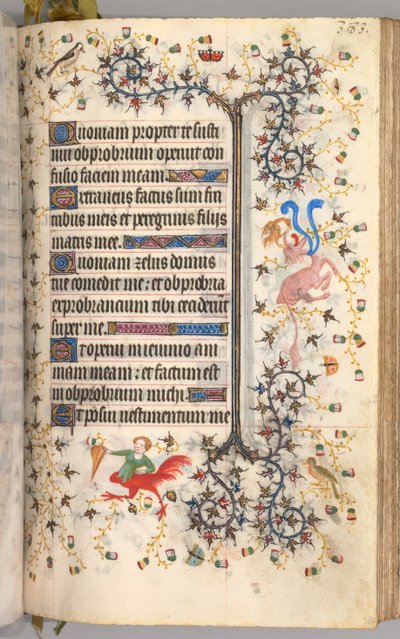 Timer for Karl den adelige, konge av Navarra 1361-1425: fol. 187r, tekst, ca. 1405. av Master of the Brussels Initials and Associates