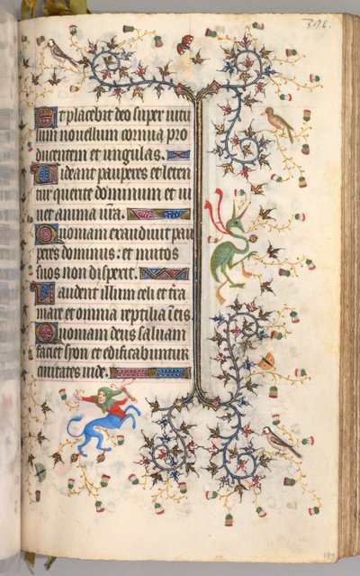 Timer for Karl den adelige, konge av Navarra 1361-1425: fol. 190r, tekst, ca. 1405. av Master of the Brussels Initials and Associates