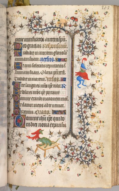 Timer for Karl den adelige, konge av Navarra 1361-1425: fol. 191r, tekst, ca. 1405. av Master of the Brussels Initials and Associates
