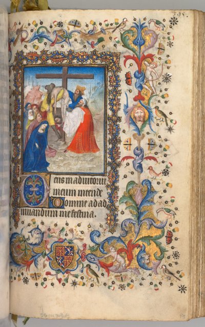 Timer for Karl den adelige, konge av Navarra 1361-1425: fol. 192r, Nedstigning fra korset, ca. 1405. av Master of the Brussels Initials and Associates