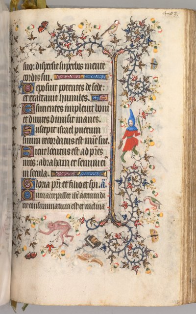 Timer for Karl den adelige, konge av Navarra 1361-1425: fol. 196r, tekst, ca. 1405. av Master of the Brussels Initials and Associates