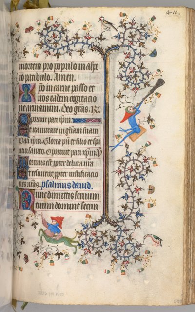Timer for Karl den adelige, konge av Navarra 1361-1425: fol. 200r, tekst, ca. 1405. av Master of the Brussels Initials and Associates