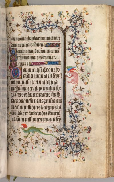 Timer for Karl den adelige, konge av Navarra 1361-1425: fol. 2041r, tekst, ca. 1405. av Master of the Brussels Initials and Associates