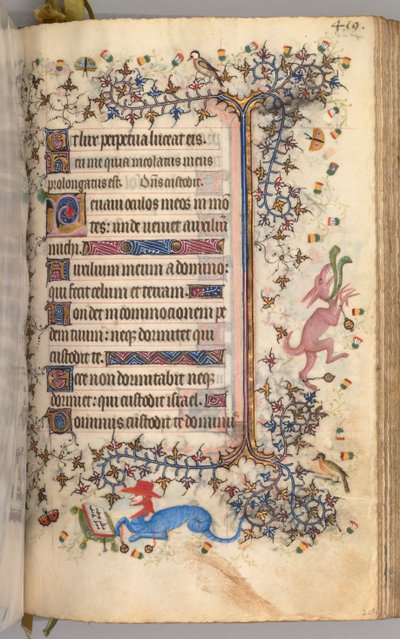 Timer for Karl den adelige, konge av Navarra 1361-1425: fol. 204r, tekst, ca. 1405. av Master of the Brussels Initials and Associates