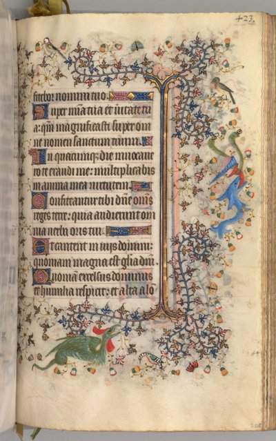 Timer for Karl den adelige, konge av Navarra 1361-1425: fol. 206r, tekst, ca. 1405. av Master of the Brussels Initials and Associates
