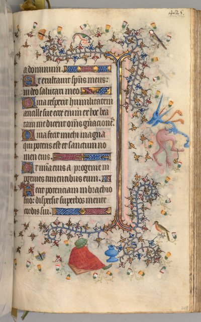 Timer for Karl den adelige, konge av Navarra 1361-1425: fol. 207r, tekst, ca. 1405. av Master of the Brussels Initials and Associates