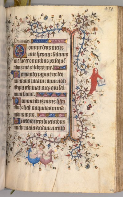 Timer for Karl den adelige, konge av Navarra 1361-1425: fol. 214r, tekst, ca. 1405. av Master of the Brussels Initials and Associates
