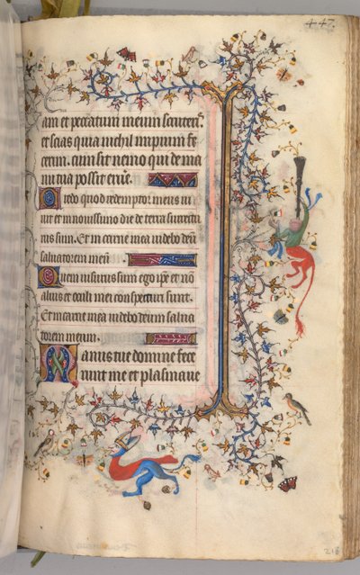 Timer for Karl den adelige, konge av Navarra 1361-1425: fol. 218r, tekst, ca. 1405. av Master of the Brussels Initials and Associates