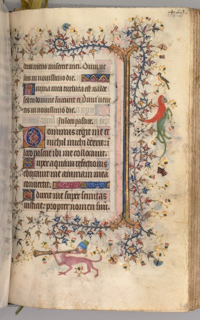 Timer for Karl den adelige, konge av Navarra 1361-1425: fol. 219r, tekst, ca. 1405. av Master of the Brussels Initials and Associates