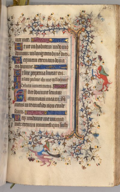 Timer for Karl den adelige, konge av Navarra 1361-1425: fol. 220r, tekst, ca. 1405. av Master of the Brussels Initials and Associates