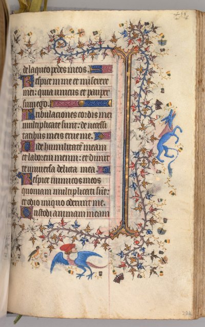 Timer for Karl den adelige, konge av Navarra 1361-1425: fol. 222r, tekst, ca. 1405. av Master of the Brussels Initials and Associates
