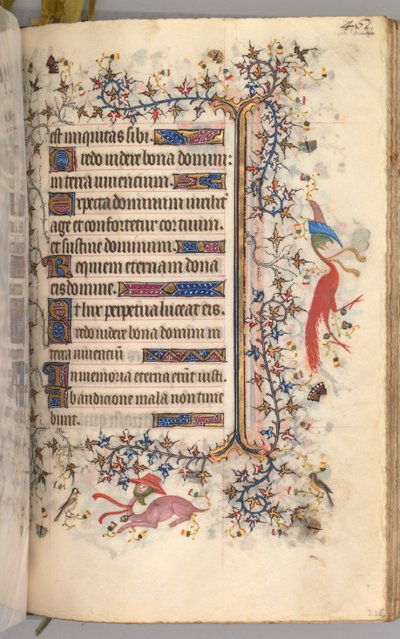 Timer for Karl den adelige, konge av Navarra 1361-1425: fol. 225r, tekst, ca. 1405. av Master of the Brussels Initials and Associates