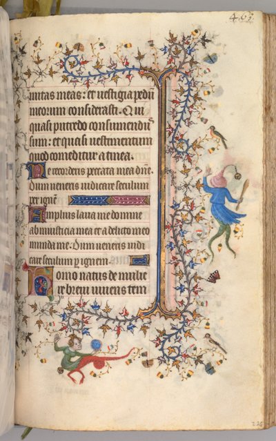Timer for Karl den adelige, konge av Navarra 1361-1425: fol. 226r, tekst, ca. 1405. av Master of the Brussels Initials and Associates