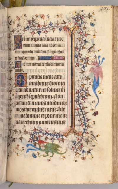 Timer for Karl den adelige, konge av Navarra 1361-1425: fol. 234r, tekst, ca. 1405. av Master of the Brussels Initials and Associates