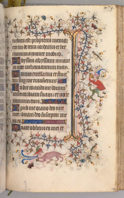 Timer for Karl den adelige, konge av Navarra 1361-1425: fol. 234r, tekst, ca. 1405. av Master of the Brussels Initials and Associates