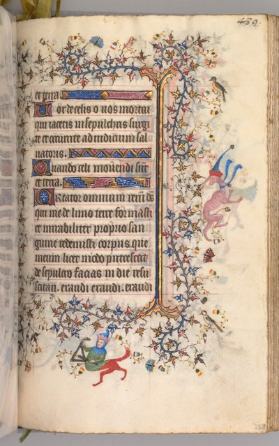 Timer for Karl den adelige, konge av Navarra 1361-1425: fol. 239r, tekst, ca. 1405. av Master of the Brussels Initials and Associates