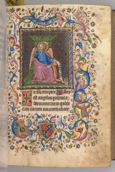 Timer for Karl den adelige, konge av Navarra 1361-1425: fol. 23r, St. Luke, ca. 1405. av Master of the Brussels Initials and Associates