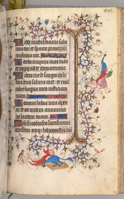 Timer for Karl den adelige, konge av Navarra 1361-1425: fol. 241r, tekst, ca. 1405. av Master of the Brussels Initials and Associates