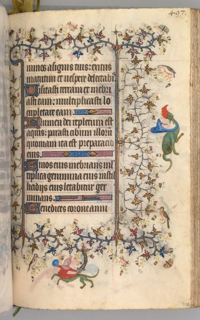 Timer for Karl den adelige, konge av Navarra 1361-1425: fol. 243r, tekst, ca. 1405. av Master of the Brussels Initials and Associates