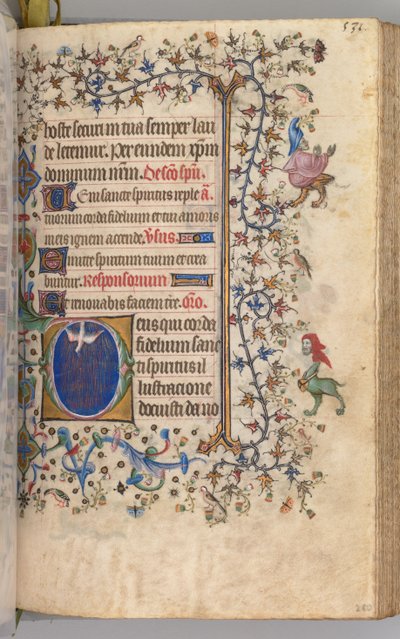 Timer for Karl den adelige, konge av Navarra 1361-1425: fol. 260r, Den Hellige Ånd, ca. 1405. av Master of the Brussels Initials and Associates