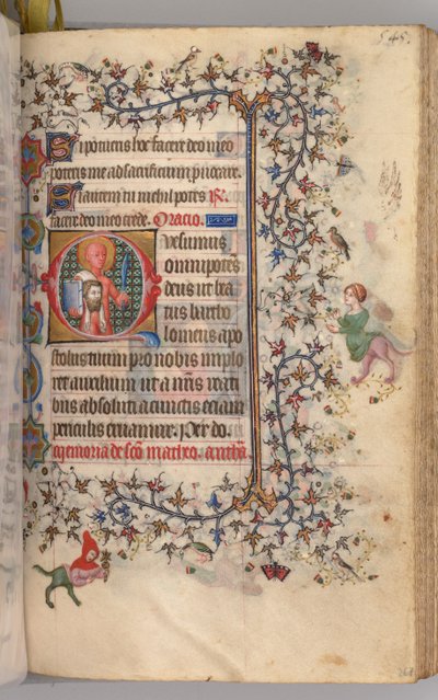 Timer for Karl den adelige, konge av Navarra 1361-1425: fol. 267r, St. Bartolomeus, ca. 1405. av Master of the Brussels Initials and Associates