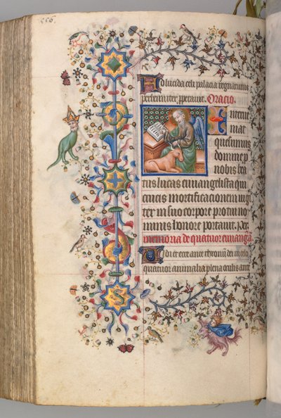 Timer for Karl den adelige, konge av Navarra 1361-1425, , fol. 272v, St. Luke, ca. 1405. av Master of the Brussels Initials and Associates