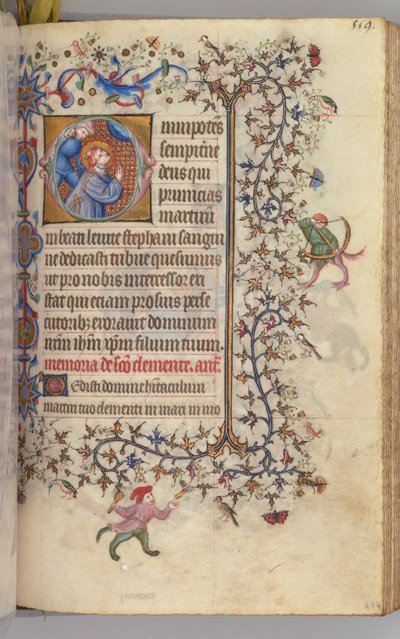 Timer for Karl den adelige, konge av Navarra 1361-1425, , fol. 274r, St. Stephen, ca. 1405. av Master of the Brussels Initials and Associates