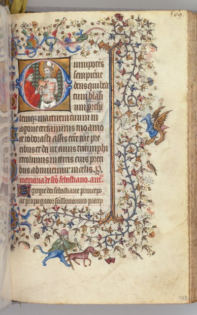 Timer for Karl den adelige, konge av Navarra 1361-1425, fol. 279r, St. Bassins, ca. 1405. av Master of the Brussels Initials and Associates
