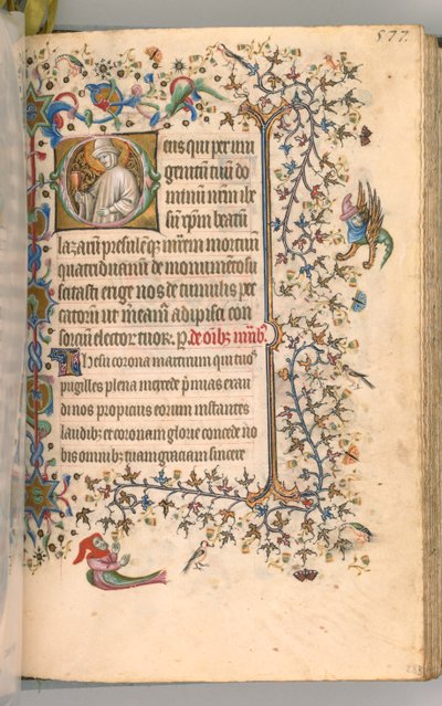 Timer for Karl den adelige, konge av Navarra 1361-1425, fol. 283r, St. Lasarus, ca. 1405. av Master of the Brussels Initials and Associates