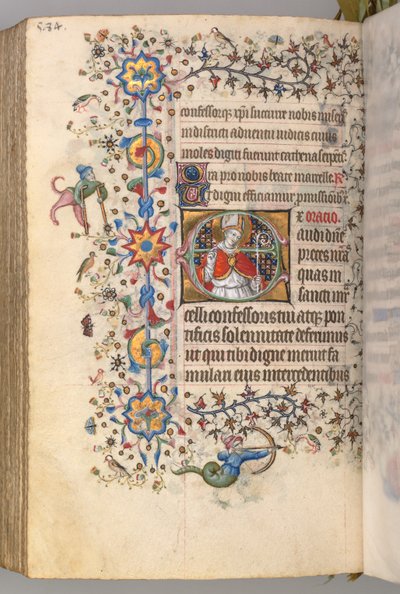 Timer for Karl den adelige, konge av Navarra 1361-1425, fol. 286v, St. Marcel, ca. 1405. av Master of the Brussels Initials and Associates