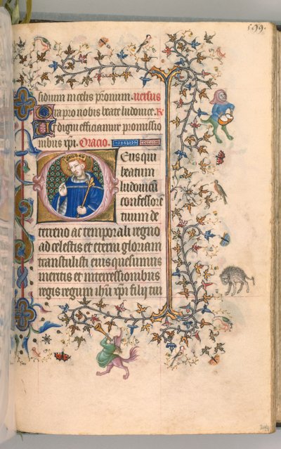 Timer for Karl den adelige, konge av Navarra 1361-1425, fol. 291v, St. Louis, ca. 1405. av Master of the Brussels Initials and Associates