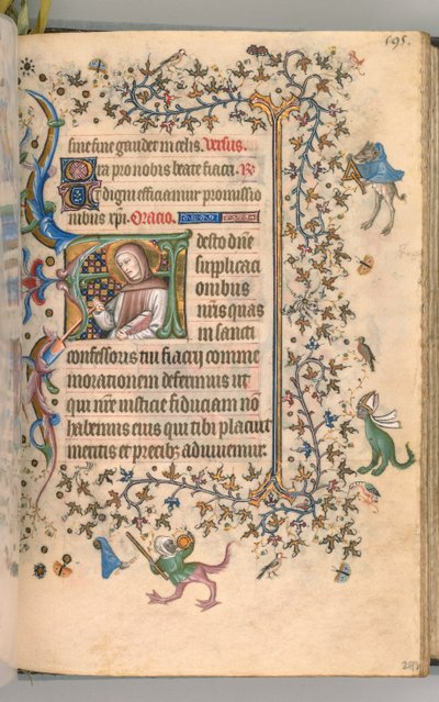 Timer for Karl den adelige, konge av Navarra 1361-1425, fol. 292r, St. Fiacre, ca. 1405. av Master of the Brussels Initials and Associates