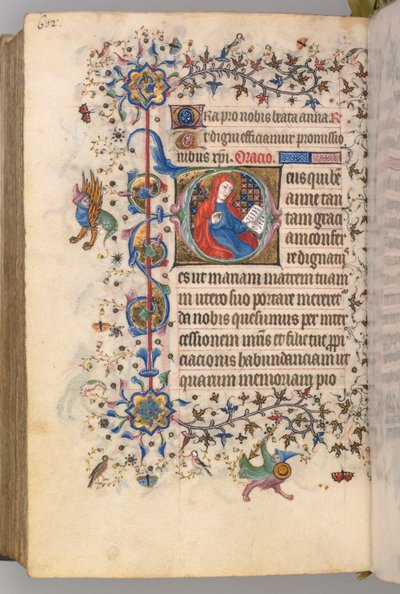 Timer for Karl den adelige, konge av Navarra 1361-1425, fol. 295v, St. Anne, ca. 1405. av Master of the Brussels Initials and Associates