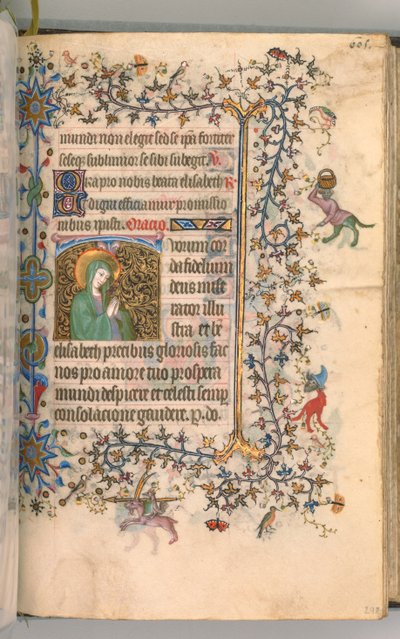 Timer for Karl den adelige, konge av Navarra 1361-1425, fol. 297r, St. Elizabeth, ca. 1405. av Master of the Brussels Initials and Associates
