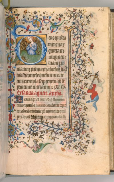 Timer for Karl den adelige, konge av Navarra 1361-1425, fol. 299a, St. Margaret, ca. 1405. av Master of the Brussels Initials and Associates