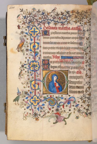 Timer for Karl den adelige, konge av Navarra 1361-1425, fol. 304v, St. Martha, ca. 1405. av Master of the Brussels Initials and Associates