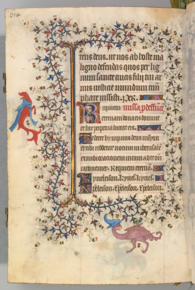 Timer for Karl den adelige, konge av Navarra 1361-1425, fol. 321v, Dødsbyste, ca. 1405. av Master of the Brussels Initials and Associates
