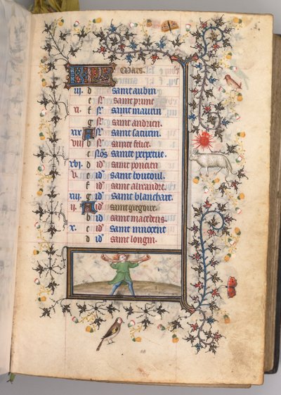 Timer for Karl den adelige, konge av Navarra 1361-1425: fol. 3r, mars, ca. 1405. av Master of the Brussels Initials and Associates