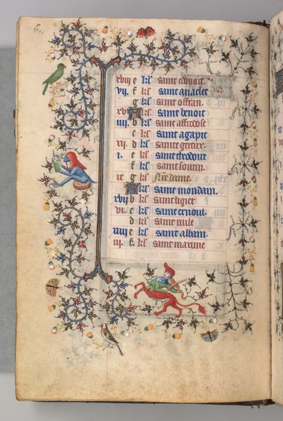 Timer for Karl den adelige, konge av Navarra 1361-1425: fol. 3v, mars, ca. 1405. av Master of the Brussels Initials and Associates