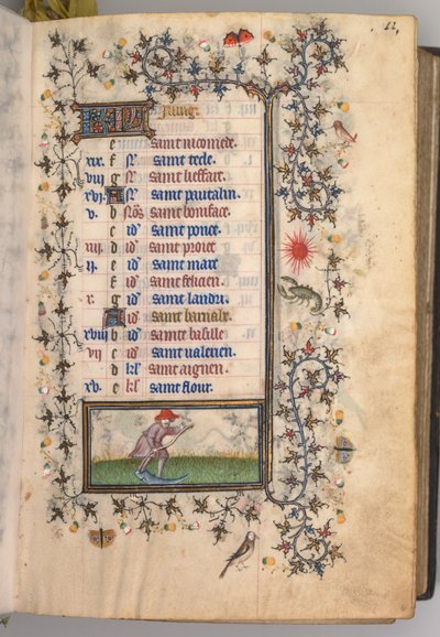 Timer for Karl den adelige, konge av Navarra 1361-1425: fol. 6r, juni, ca. 1405. av Master of the Brussels Initials and Associates