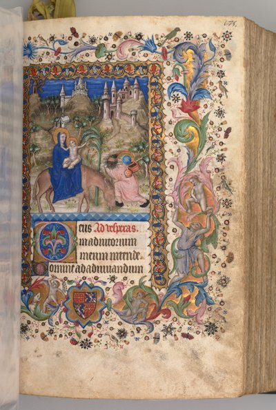 Timer for Karl den adelige, konge av Navarra 1361-1425: fol. 88r, Flight into Egypt Vesper, ca. 1 av Master of the Brussels Initials and Associates