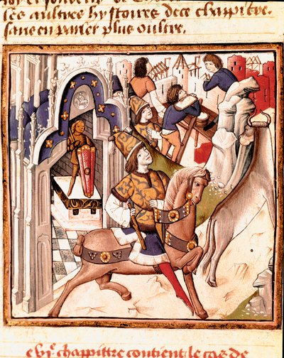 Representasjon av Cadmos, grunnlegger av byen Theben i antikkens Hellas Miniatyr av Mesteren av Damenes Mester (1400-tallet) fra manuskriptet "" Des hommes illustres"" av Giovanni Boccaccio (Jean Boccaccio) (1313-1375). 1400-tallet. Carpe av Master of the Champion des Dames